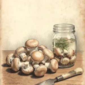 illustration conserver champignons bocaux de vinaigre