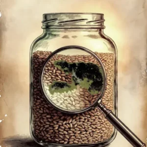 illustration des contamination en culture de champignons, trichoderma sur grain stérilisé