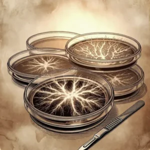 illustration de la culture de mycélium sur agar