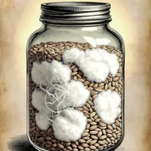 illustration de la culture de mycélium sur grain, grainspawn