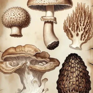 illustration des divers familles de champignons