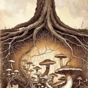 illustration de la symbiose des champignons mycorhizien