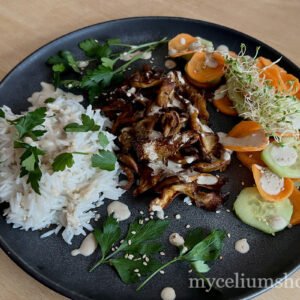 pleurote griss au four avec sauce tahini