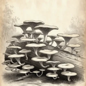 illustration culture extérieur champignon. champignons qui poussent sur une buche