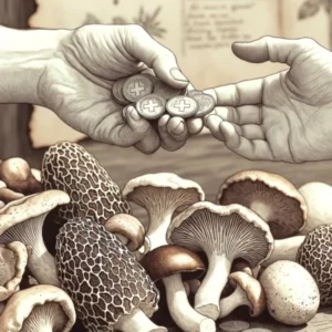 illustration vente de champignons sur marché