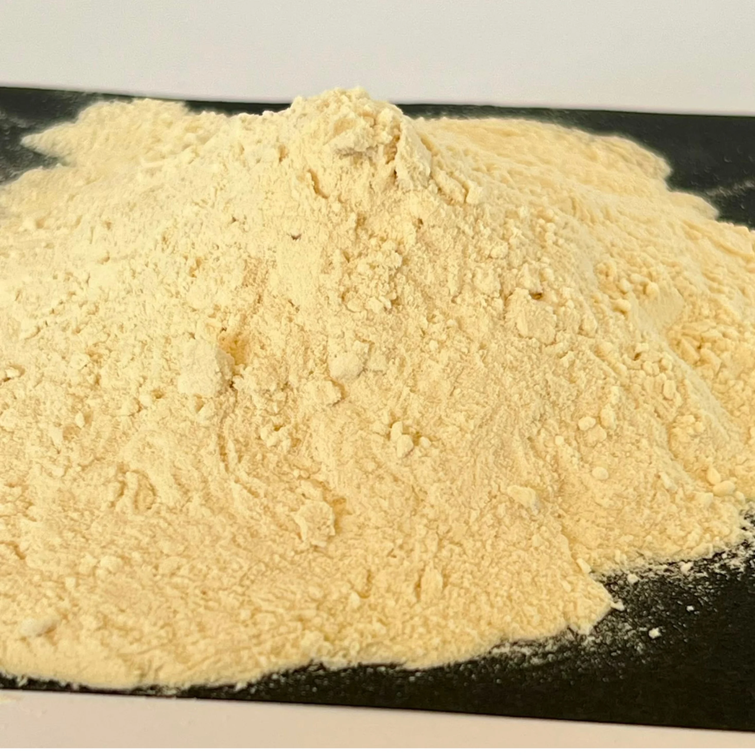 Gros plan sur la texture de la poudre d'extrait de malt