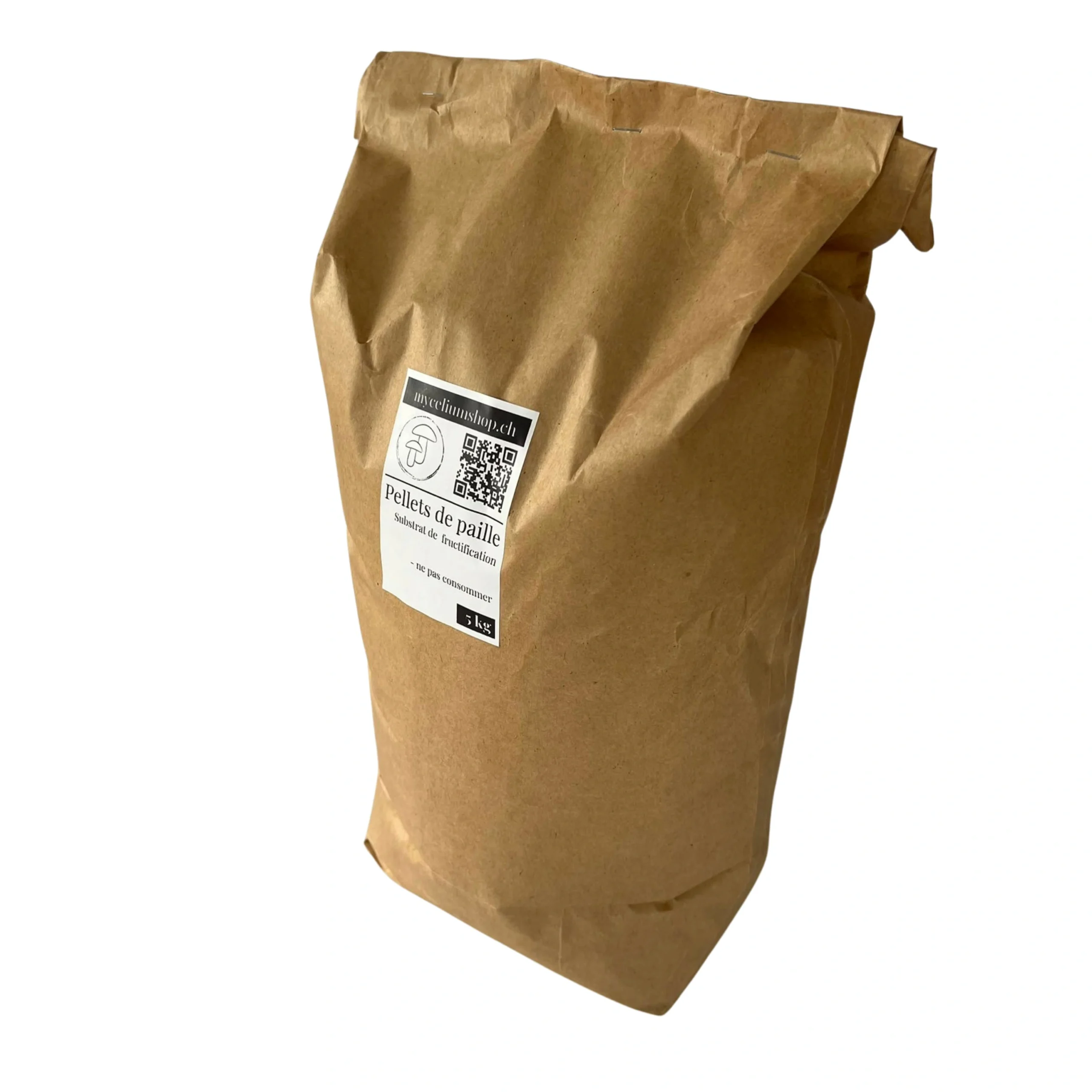 Sac de pellets de paille 5kg vu de trois-quarts