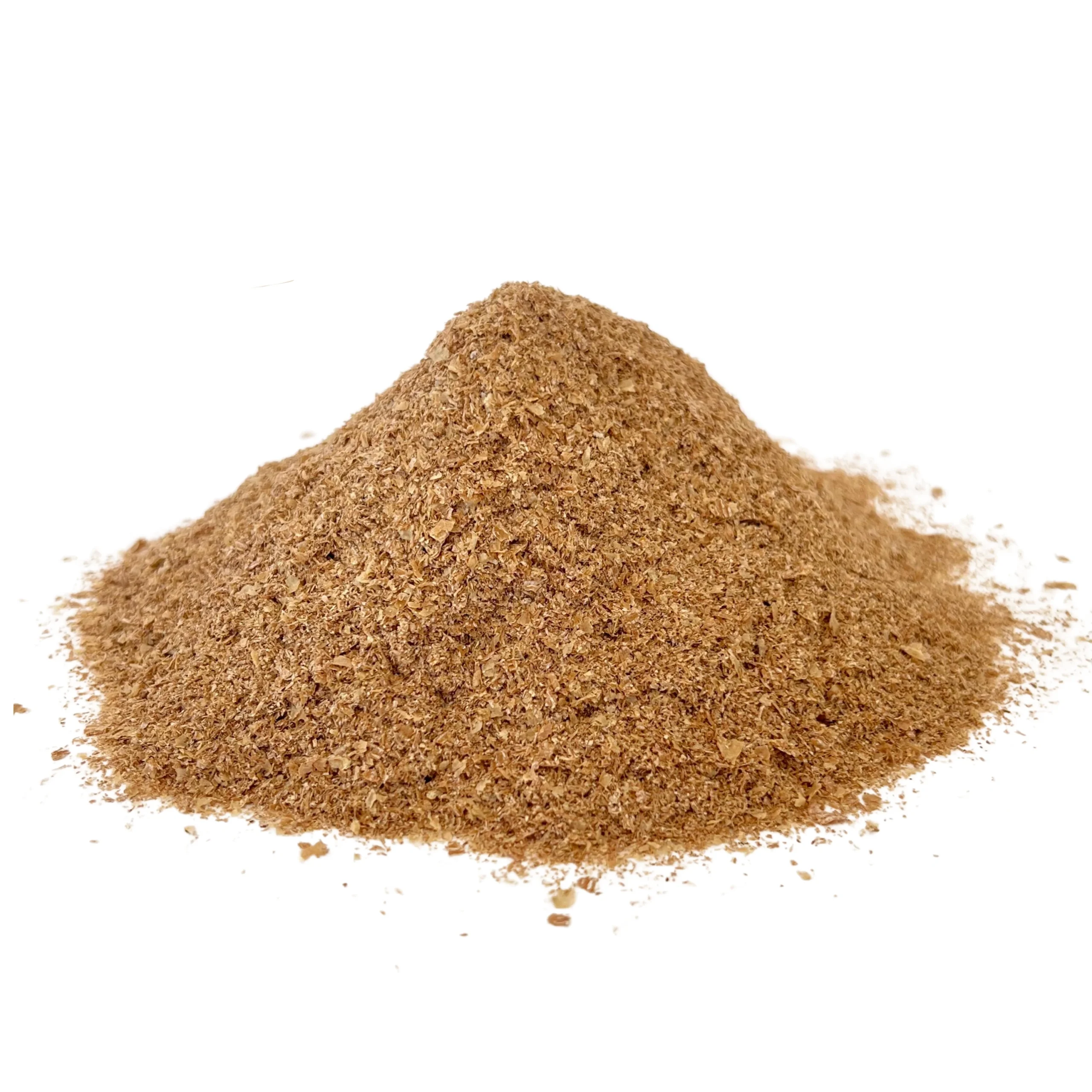 Tas de son de blé en vrac, texture fine, additif d'enrichissement pour substrat