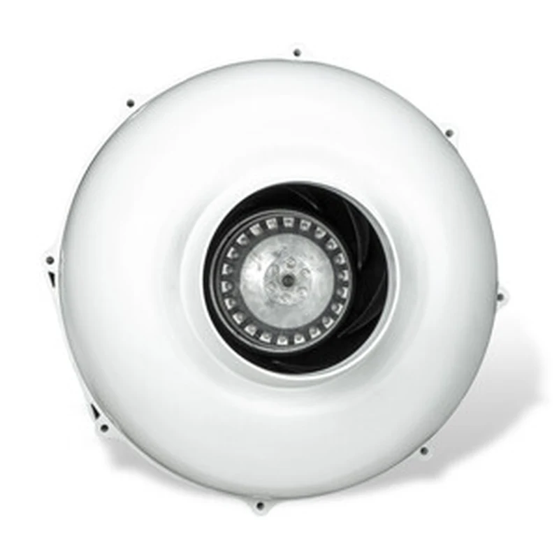 Extracteur de gaine Prima Klima PK100-L vu de face avec turbine et moteur ebm-papst